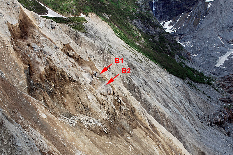 Unterer Grindelwaldgletscher, moraine collapse event.