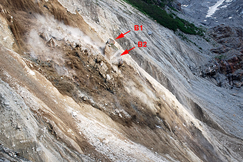 Unterer Grindelwaldgletscher, moraine collapse event