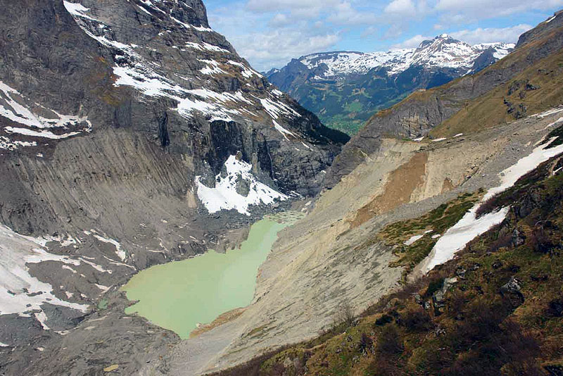 Unterer Grindelwaldgletscher, Bergsturz, Gletschersee