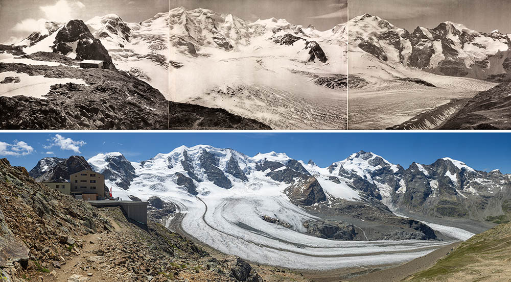 Glacier recession in the Swiss Alps