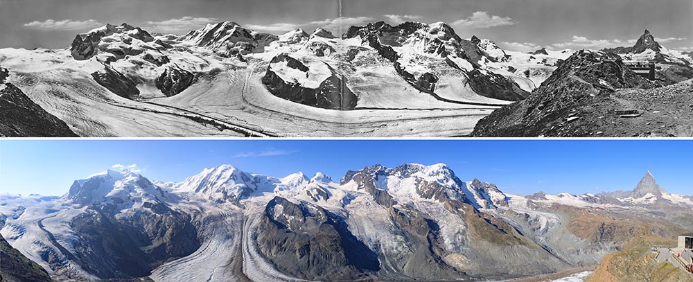 Glacier recession in the Swiss Alps