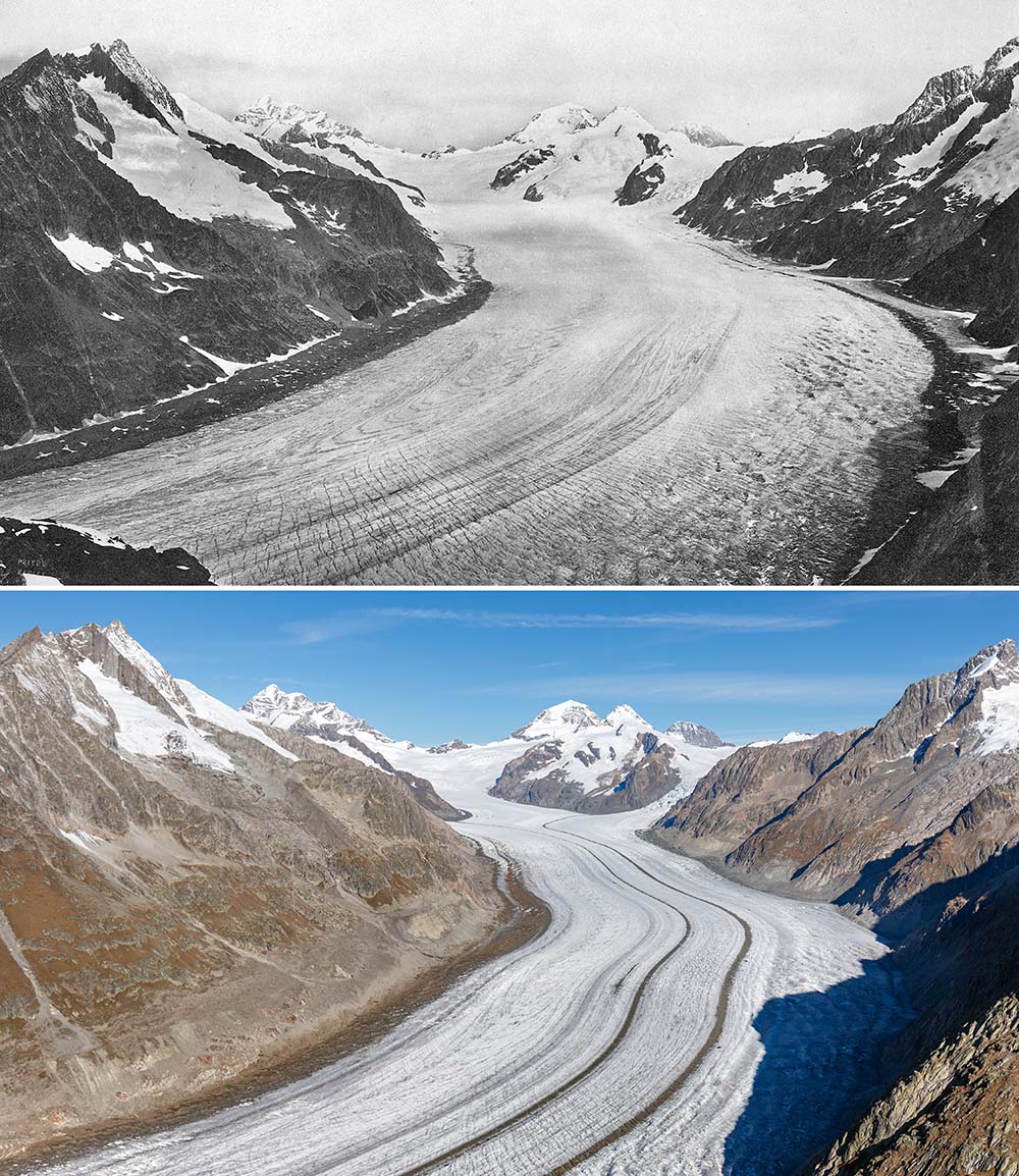 Glacier recession in the Swiss Alps Glacier recession in the Swiss Alps