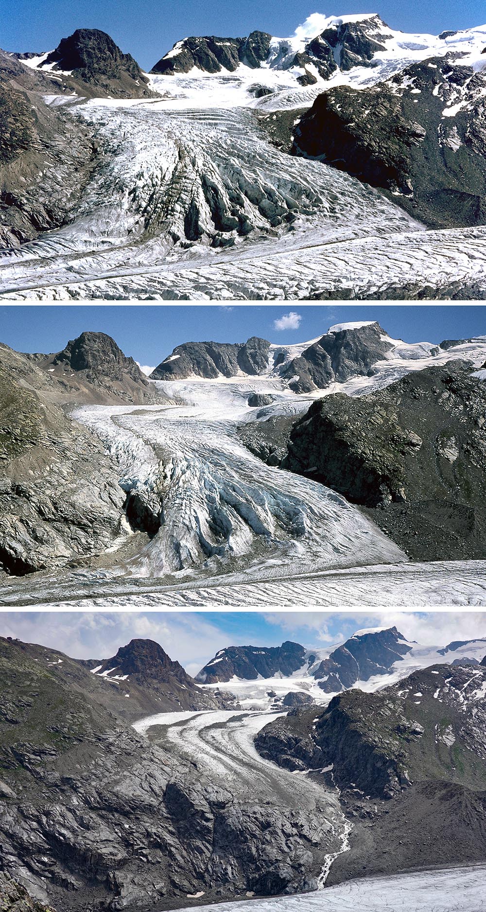 Glacier recession in the Swiss Alps Glacier recession in the Swiss Alps