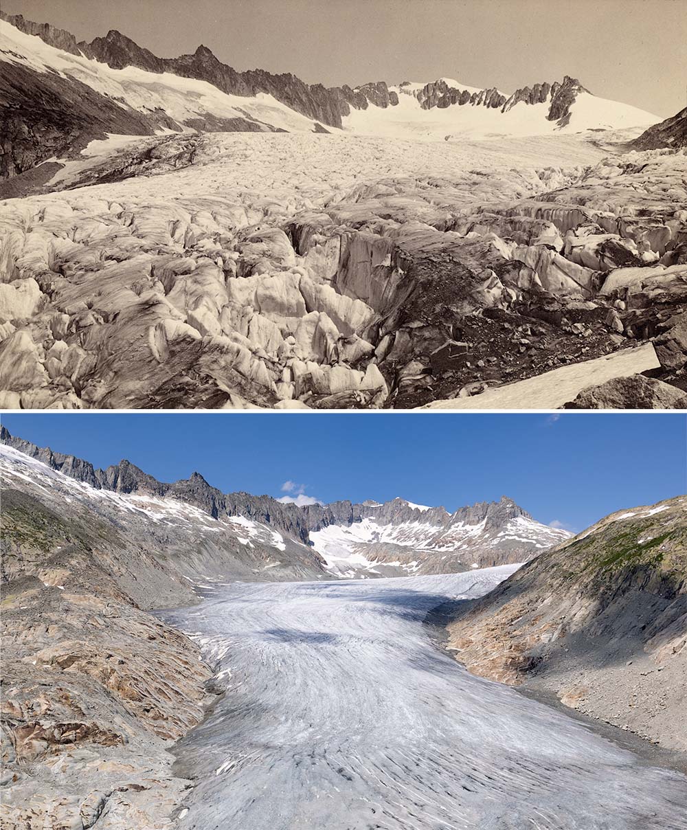 Glacier recession in the Swiss Alps Glacier recession in the Swiss Alps