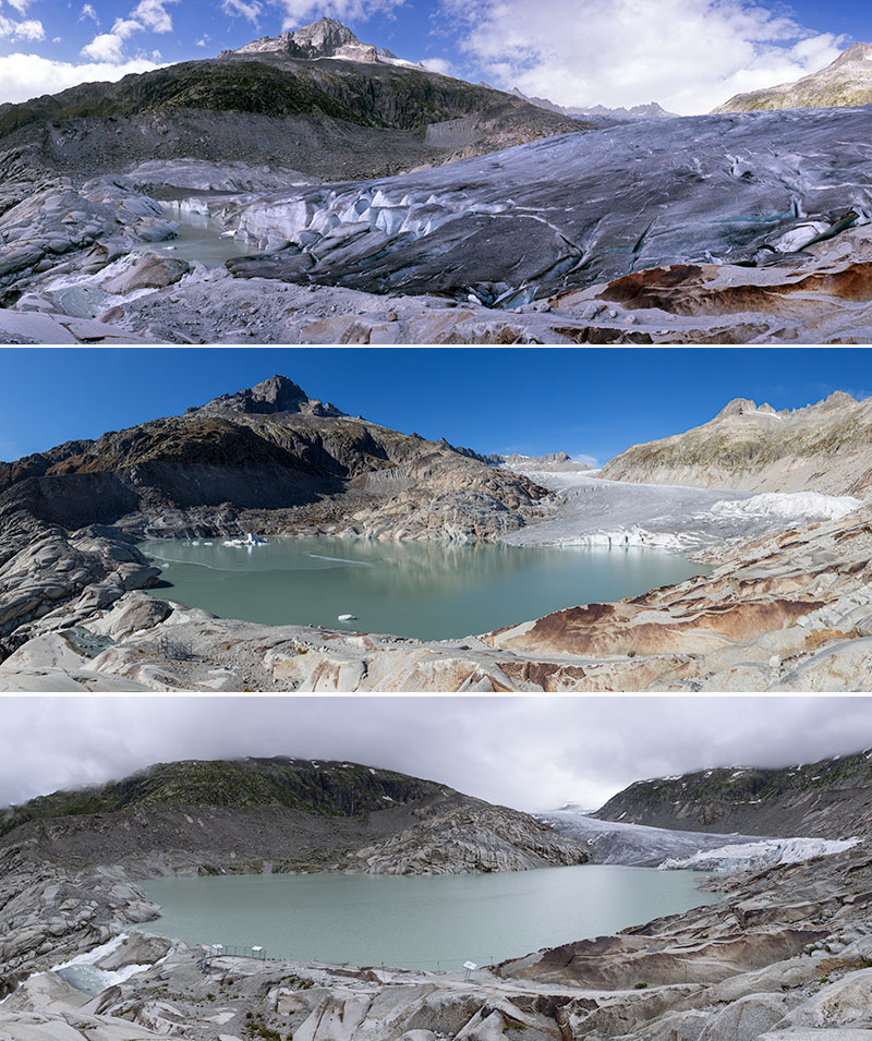 Glacier recession in the Swiss Alps Glacier recession in the Swiss Alps