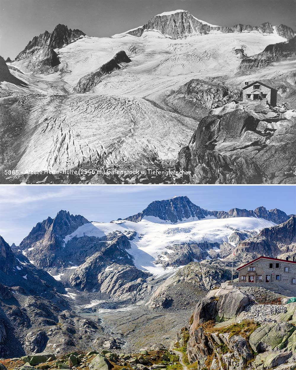 Glacier recession in the Swiss Alps