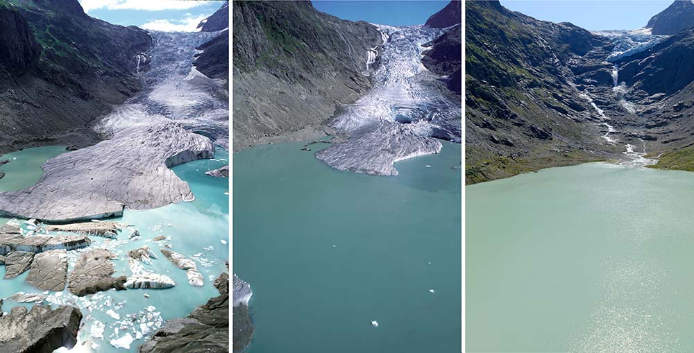 Glacier recession in the Swiss Alps Glacier recession in the Swiss Alps