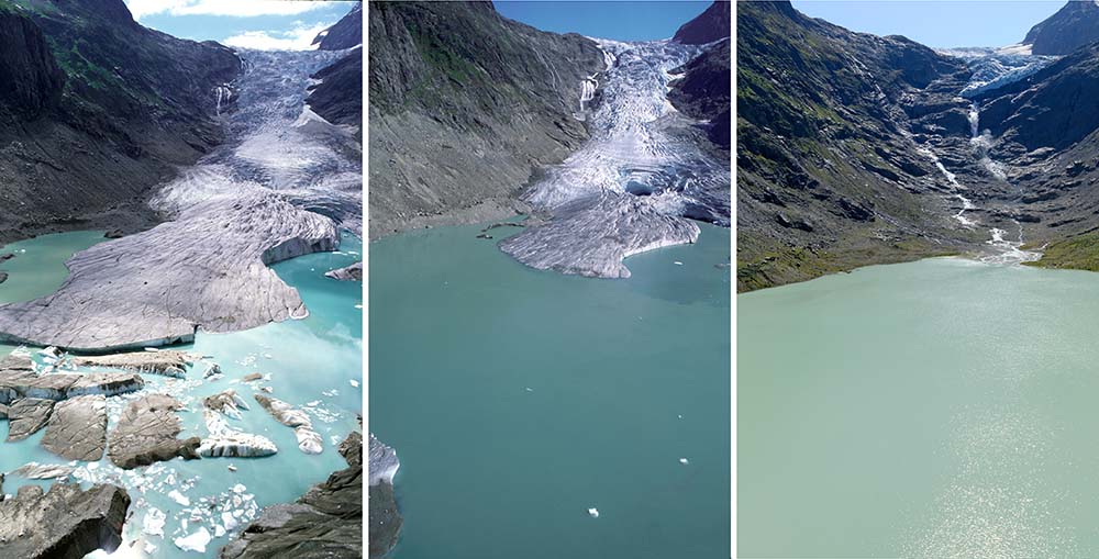 Glacier recession in the Swiss Alps