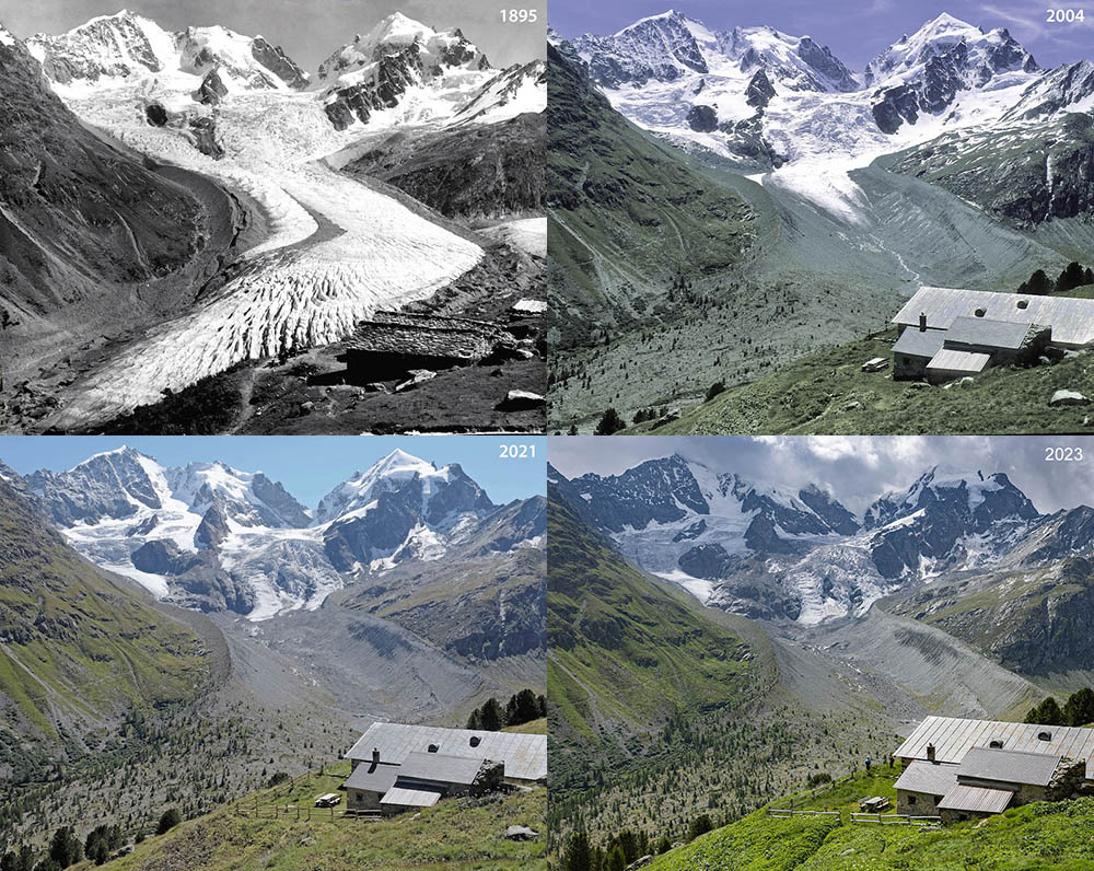 Glacier recession in the Swiss Alps