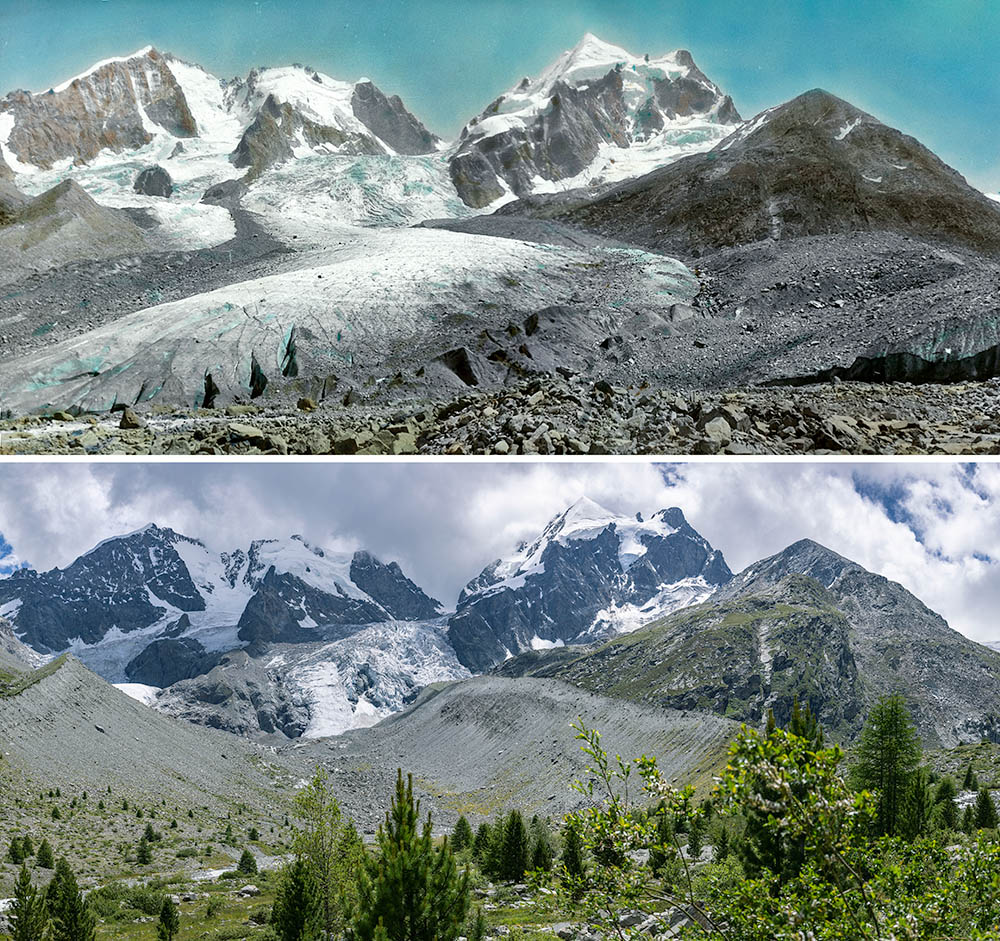 Glacier recession in the Swiss Alps