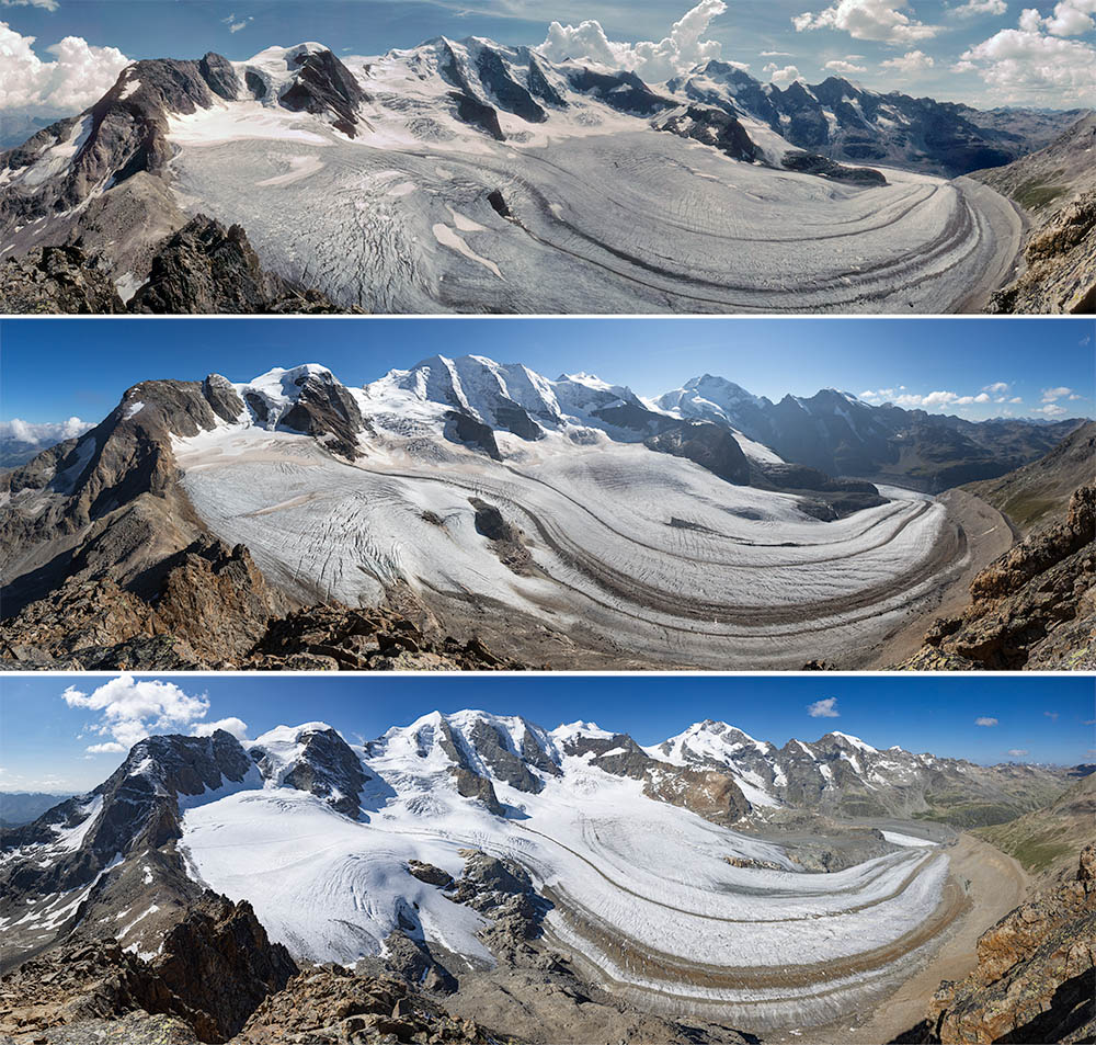 Glacier recession in the Swiss Alps