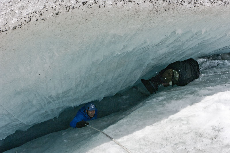 Crevasse filming and ice cave 2010
