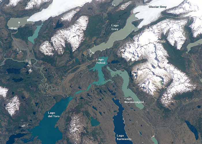 Satellite image Patagonia, Torres del Paine