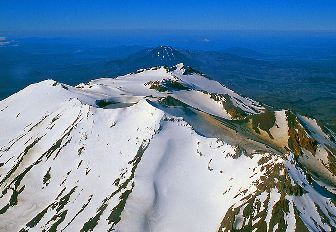 Ruapehu and Tama Lakes from the air