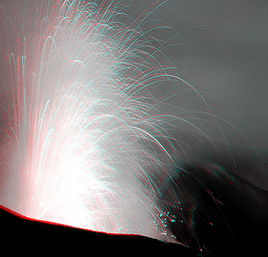 Stereofotos Krater und Eruptionen 1996