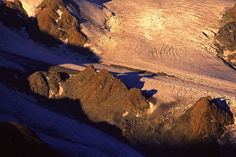 Gornergletscher, Unterer Theodulgletscher, Morgenlicht