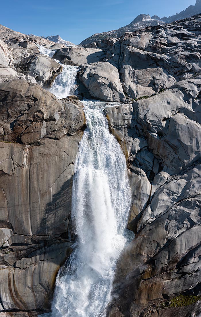 Rhonegletscher: Growth of the proglacial lake, glacier recession by 2023 Rhonegletscher: Growth of the proglacial lake, glacier recession by 2023