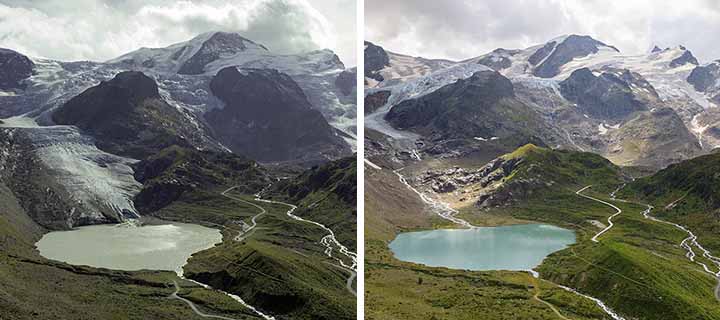 Fotovergleich Gletscherzunge