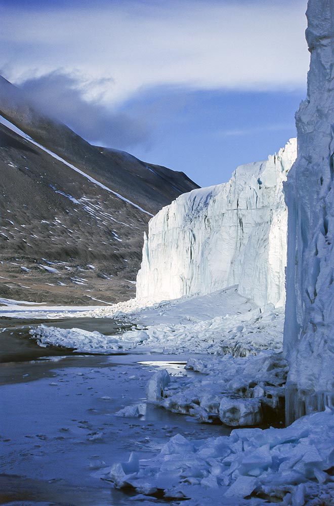 Glacier surface and cliffs