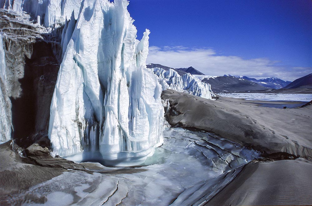 Glacier surface and cliffs