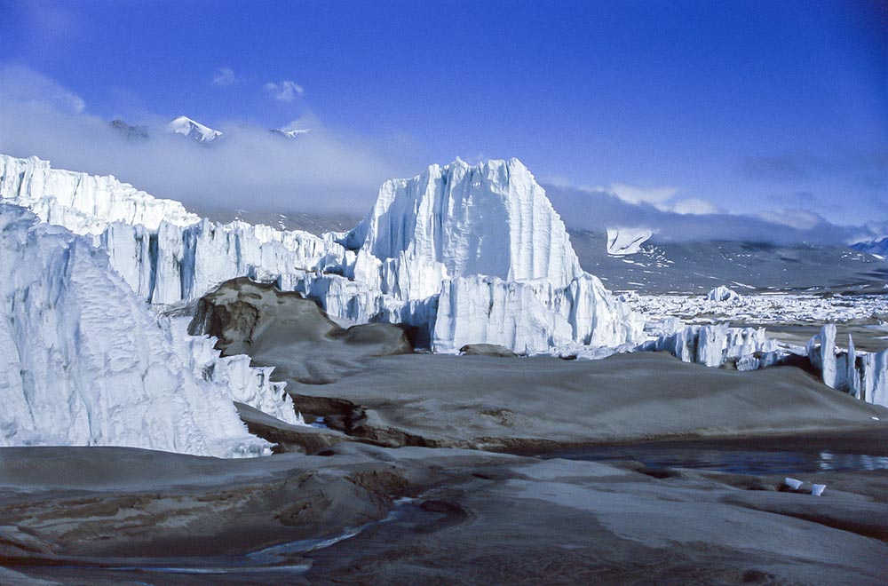 Glacier surface and cliffs