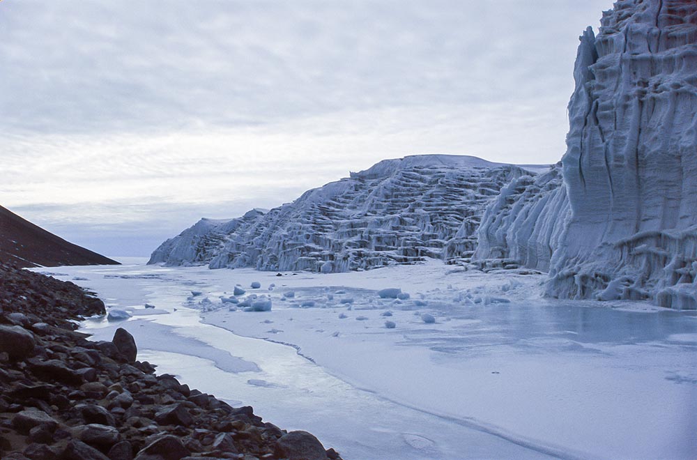 Glacier surface and cliffs