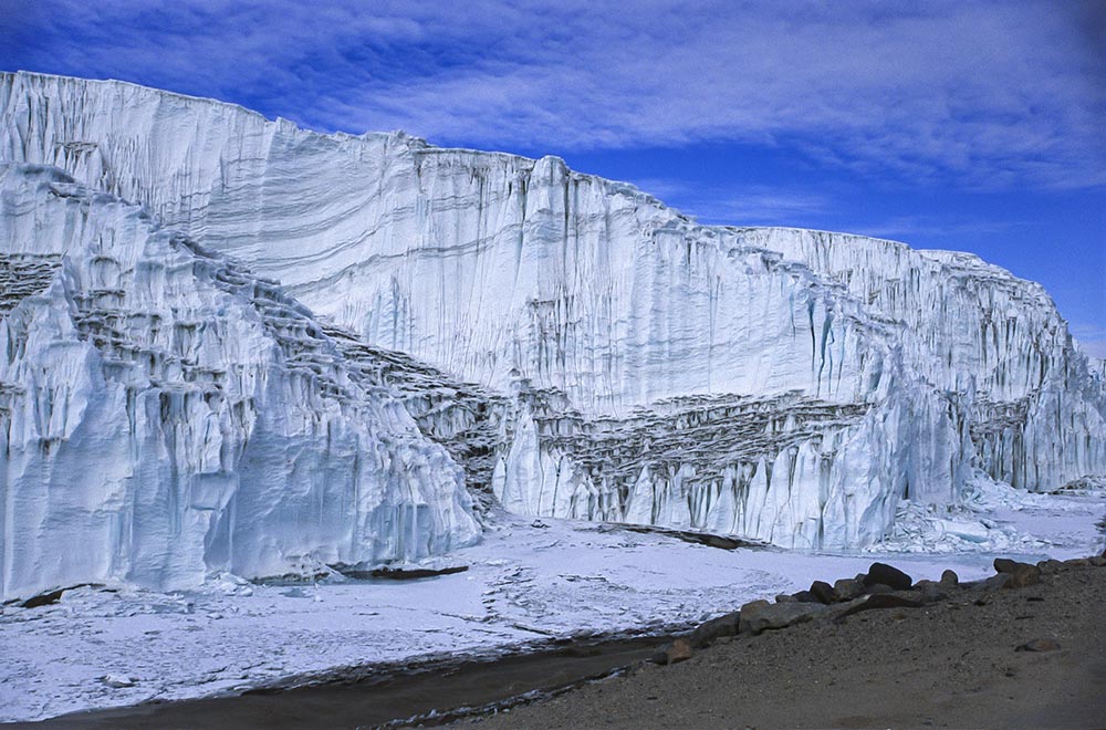 Glacier surface and cliffs