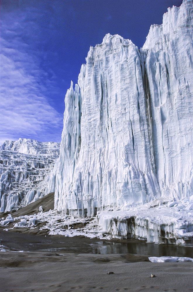 Glacier surface and cliffs