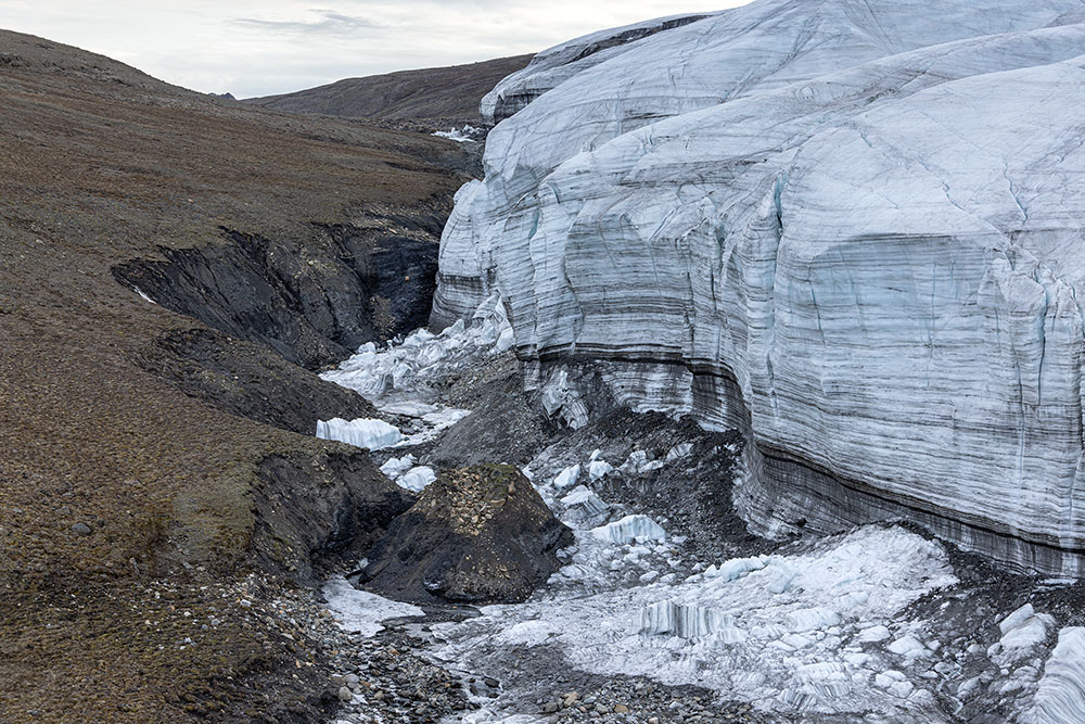 Crusoe Glacier repeat photos 1977-2008-2022