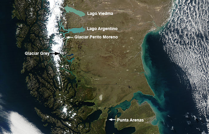 Satellite image Patagonia