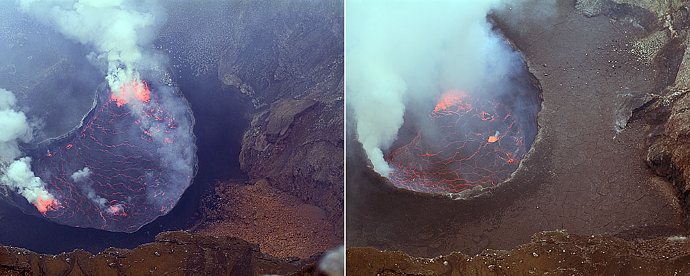 Changes of the Lava Lake between January and July, 2006