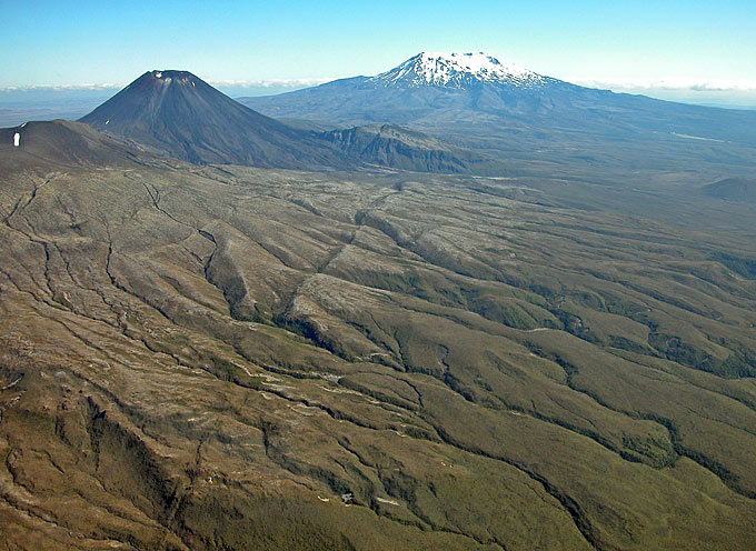 Tongariro and Ngauruhoe volcanoes from the air