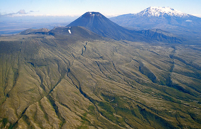 Tongariro and Ngauruhoe volcanoes from the air